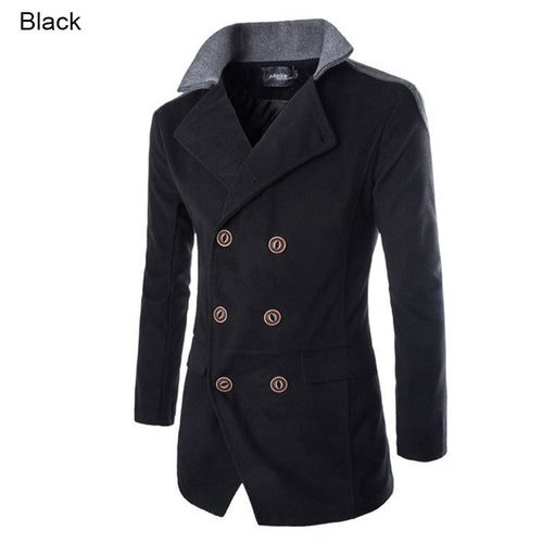 Stand Collar Men Wool Coat